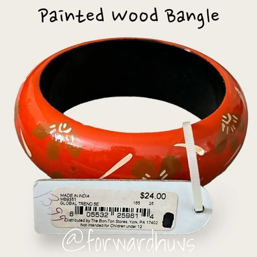 Hand Painted Wooden Bangle Bracelet - Made in India